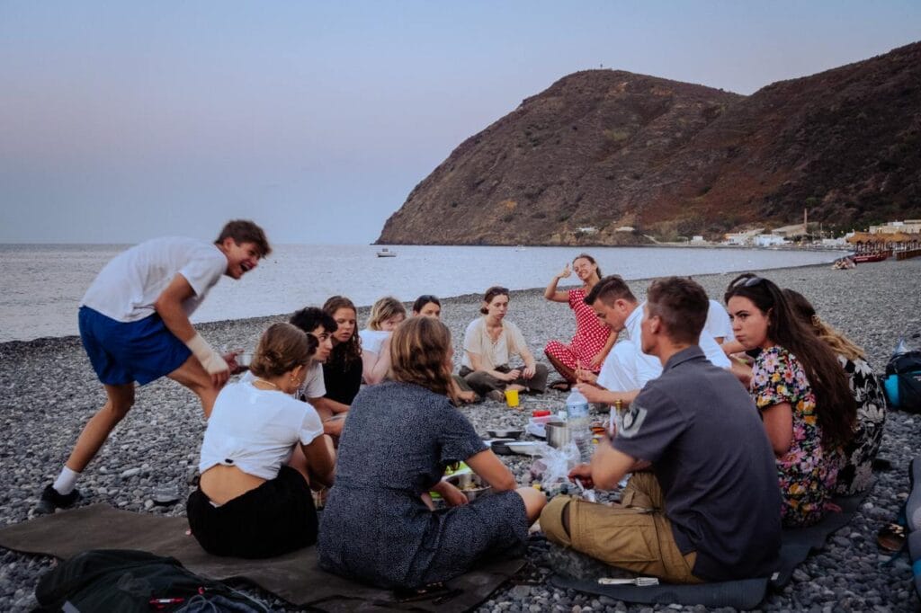 Abendessen am Strand von Canneto